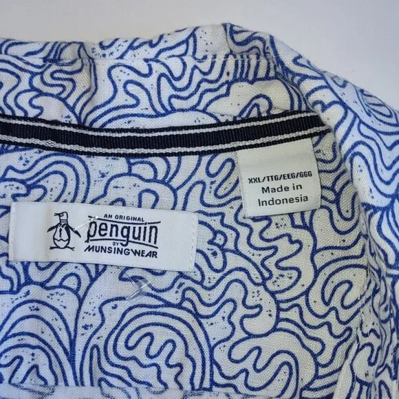 NWOT Original Penquin Linen Button Down Shirt Beach Waves & Surfing Penquin  XXL - Picture 5 of 13